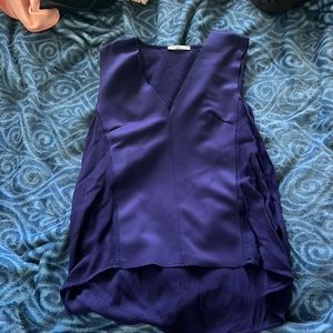 ZARA W&B COLLECTION royal blue high-low sleeveless top blouse tunic A-line